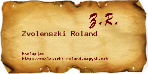 Zvolenszki Roland névjegykártya